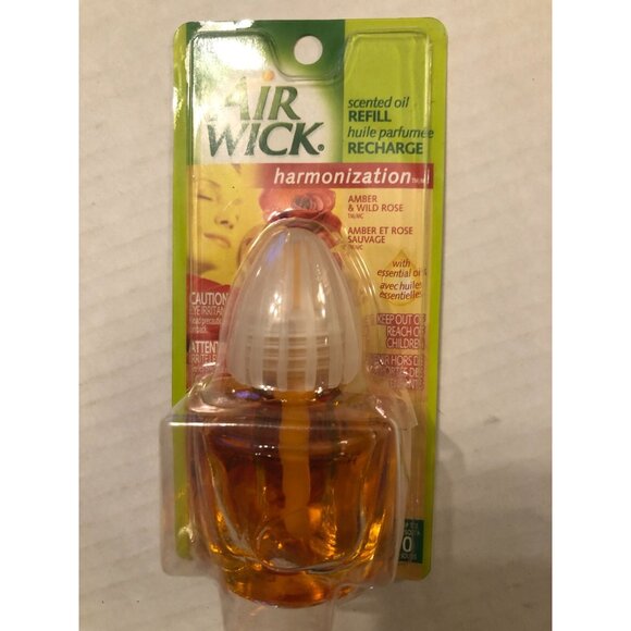 6 airwick scented oil refills harmonization amber & wild rose round cap - Picture 3 of 4